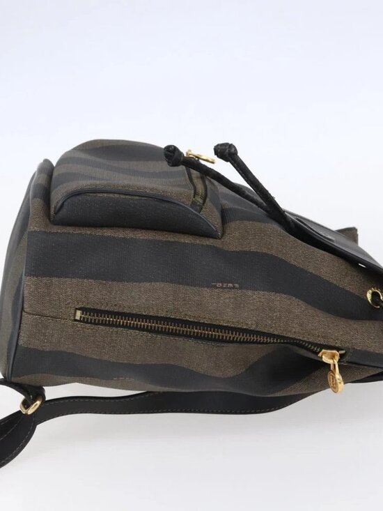 FENDI Pecan Canvas Backpack Brown Black Auth main image 7